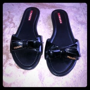 Adorable Prada slip-on flat sandals!